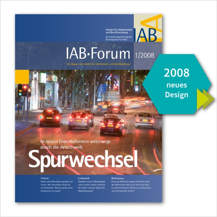 Titelblatt des IAB-Forums "Spurwechsel" im neuen Design 2008.